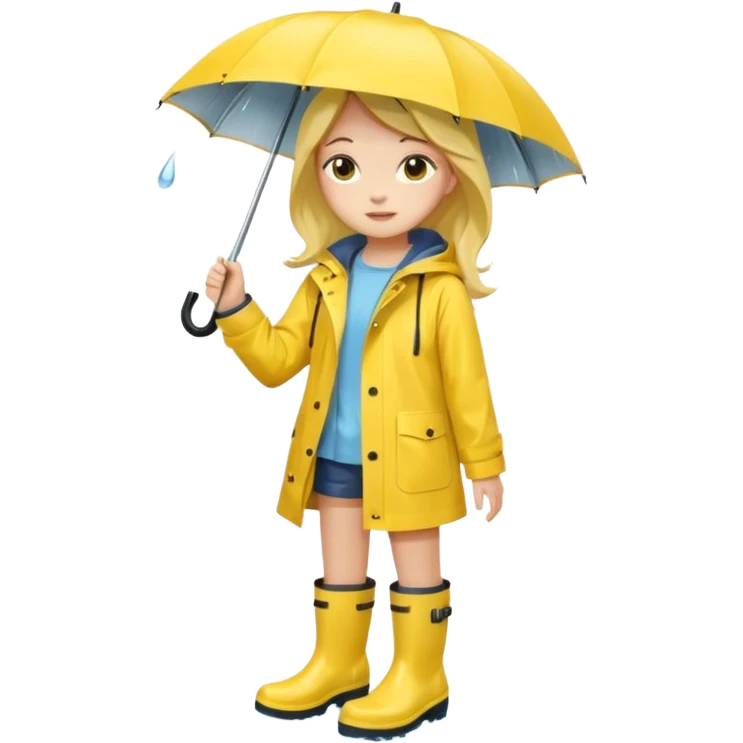 Girl in a yellow raincoat and rain boots emoji