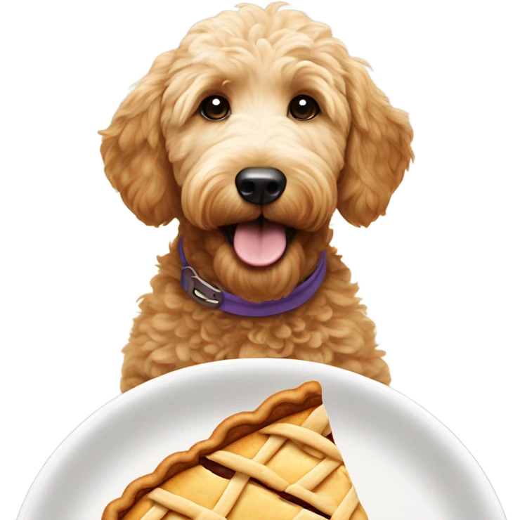 Goldendoodle eating pie emoji