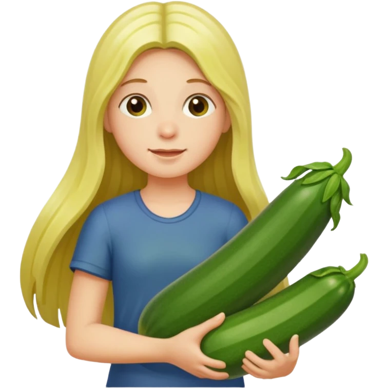 peppermint with long hair carrying a zucchini emoji