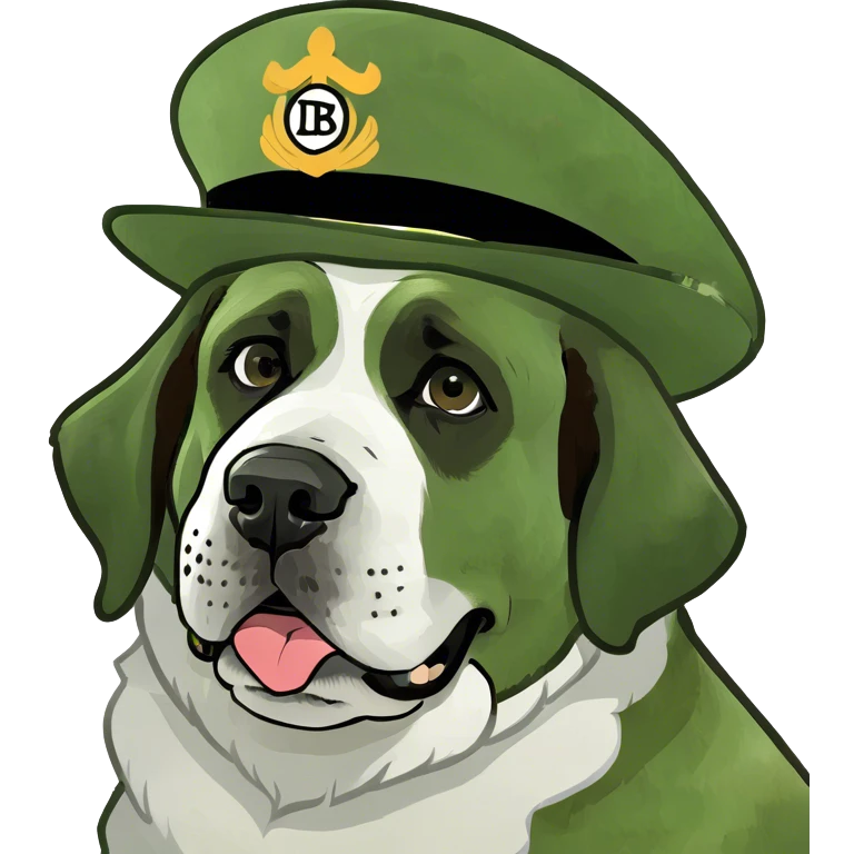 Saint Bernard dog wearing a derby hat emoji