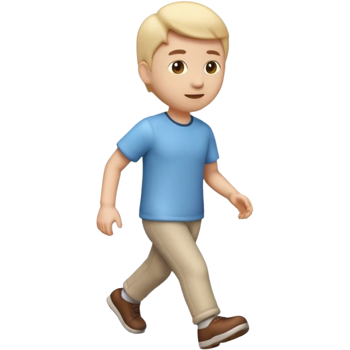 3D  emoji style person walking, clear stride, centered, soft shadow, white background. emoji