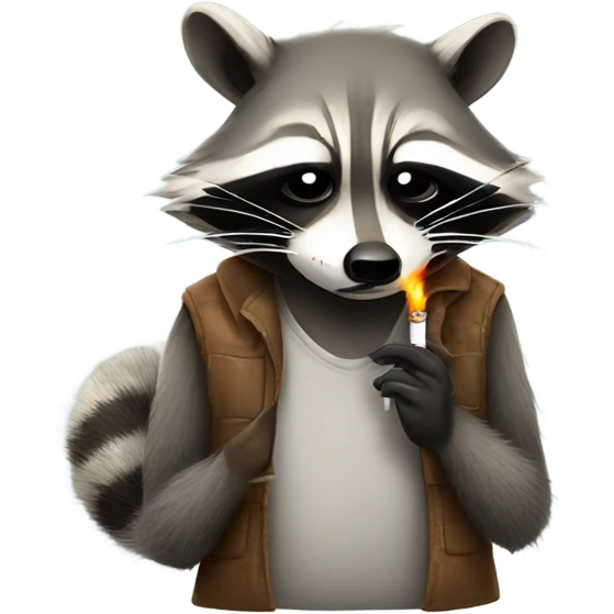 Tired Raccoon smoking a cigarette emoji