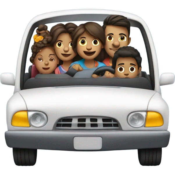 Family of 8 driving car emoji