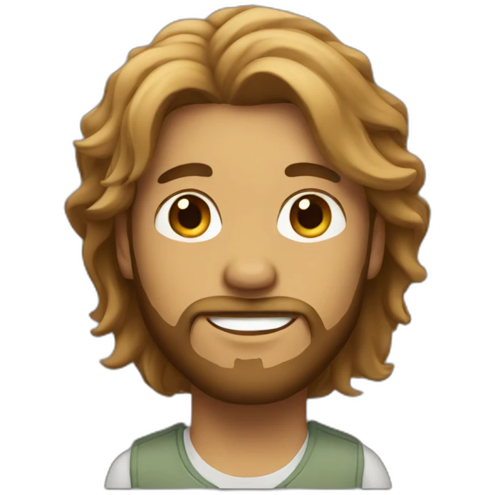 light brown guy with beard long hair attached emoji