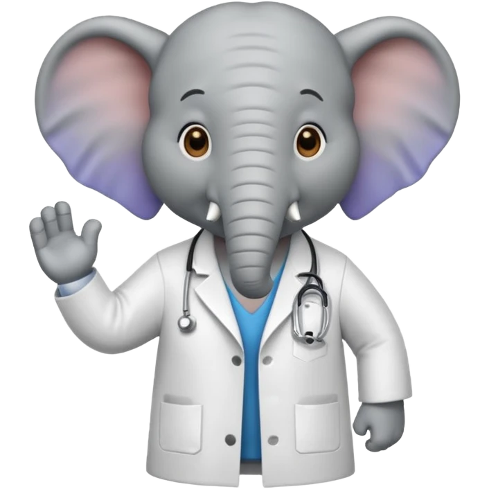 Soccer playing elephant which wears doctor's white coat. emoji