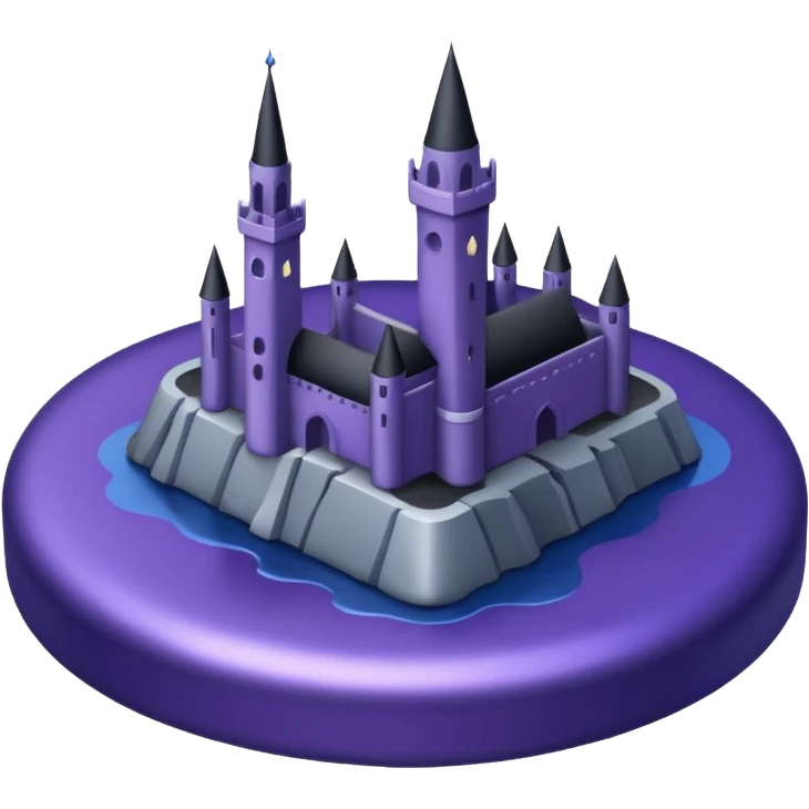 Landmark above the map. Colors: dark purple, dark blue, black, silver. Style: metallic, realistic emoji