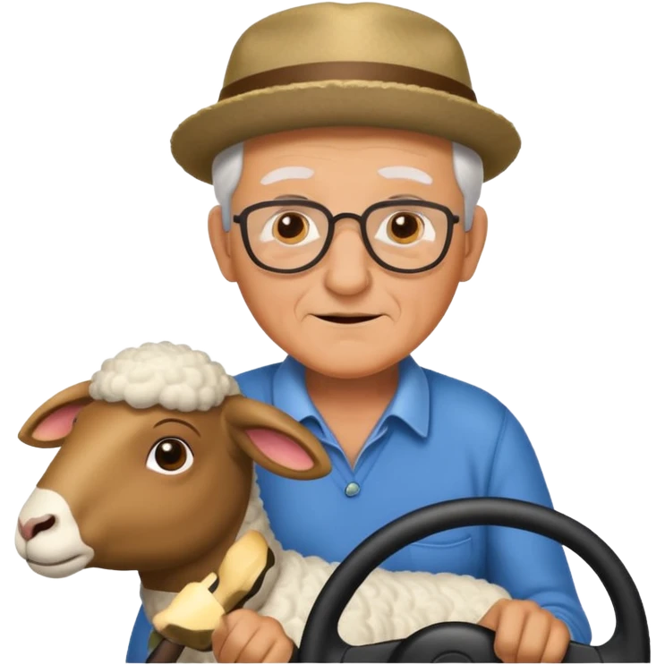 grandfather driving a sheep emoji