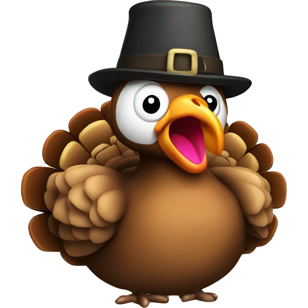 turkey Thanksgiving with pilgrim hat emoji