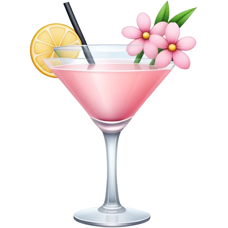 Light pink cocktail with flowers emoji