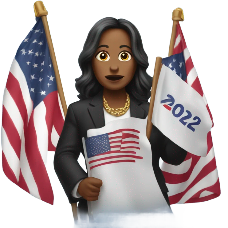 Kamala holding a trump 2024 flag emoji