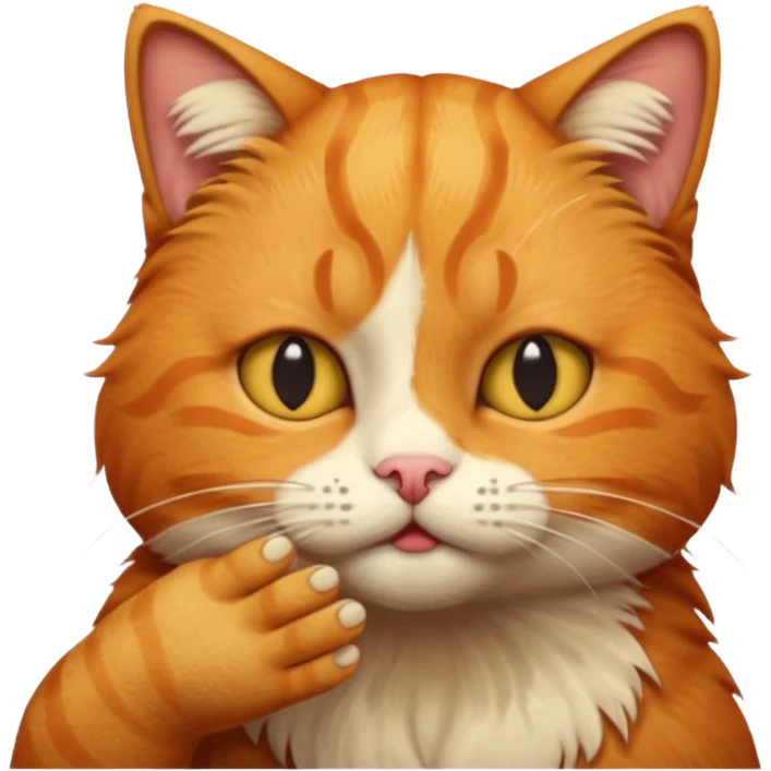 A cat holding its forehead with its paw because it has a headache emoji