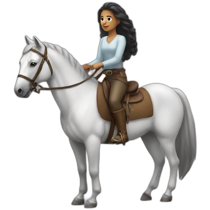 women on a horse with 54 emoji