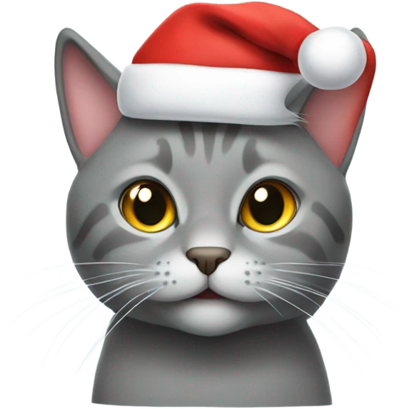 Grey cat with Santa hat emoji