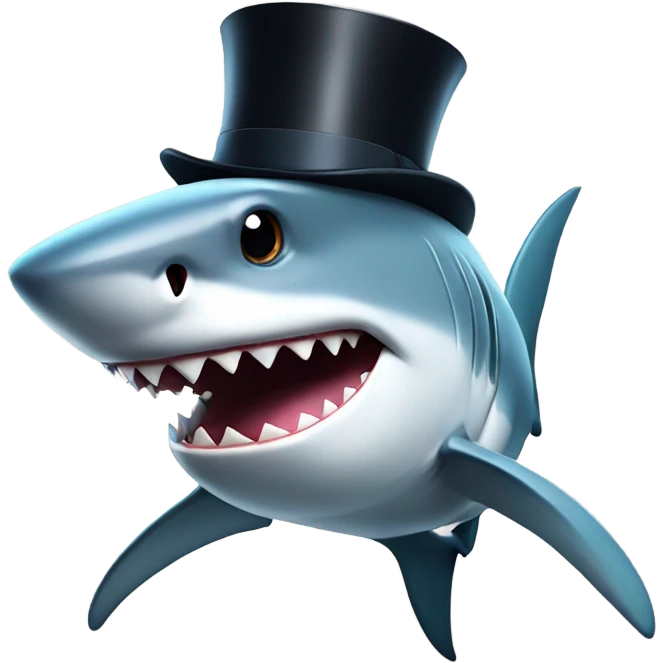 Shark with a top hat emoji