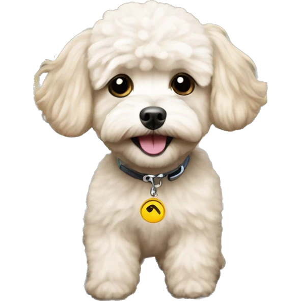 Maltipoo drives in a train emoji