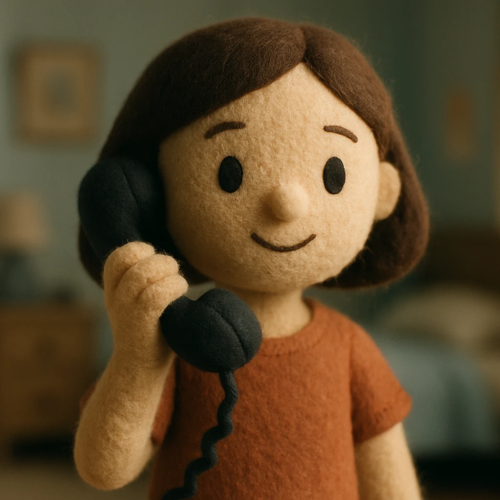 girl talking on telephone in her room emoji