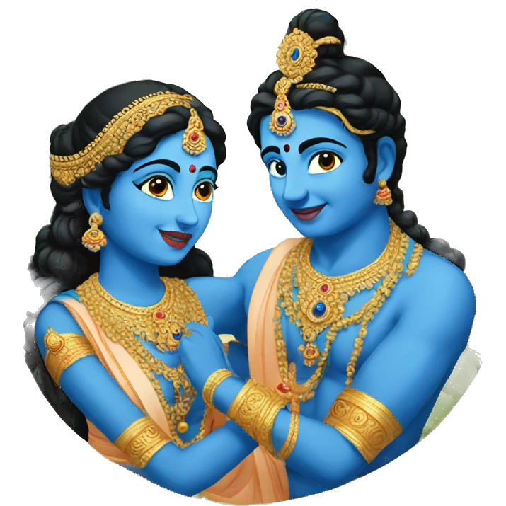 Radha with blue Krishna  emoji