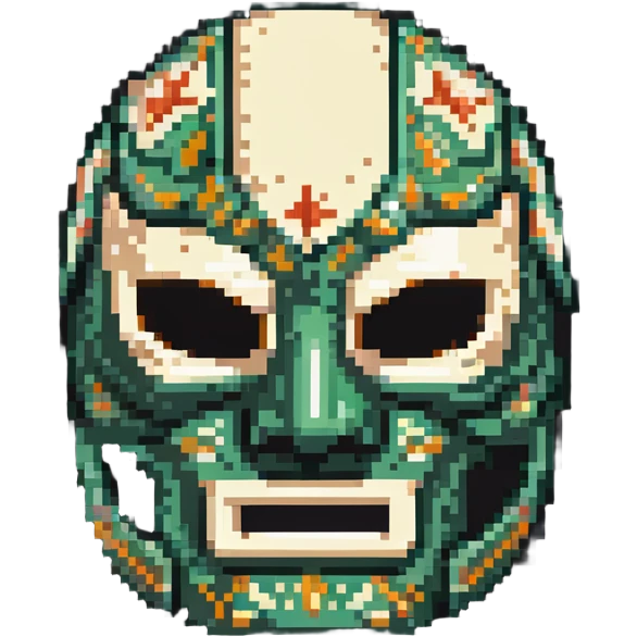 luchador mask with Milwaukee Bucks basketball colors forest green and cream emoji
