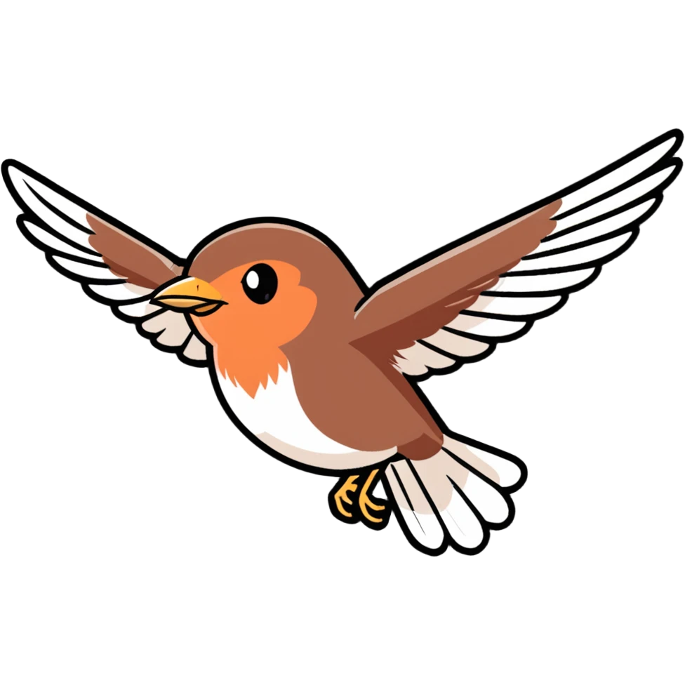 Cetti's warbler bird flying with wings spread emoji