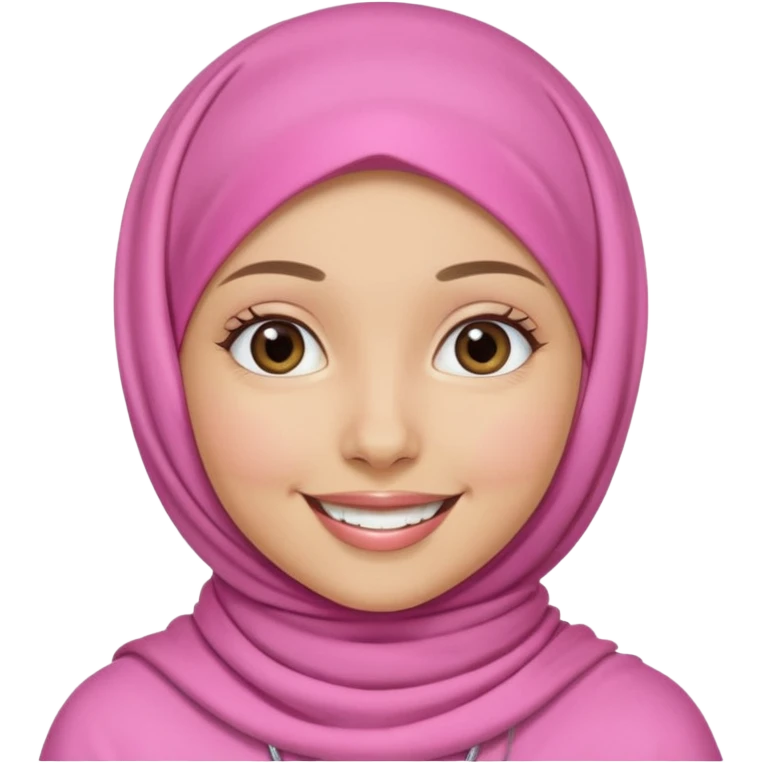 A medium light skin girl with pink hijab smile happily emoji