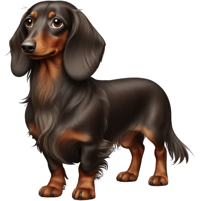 brown dapple long haired Dachshund full body emoji