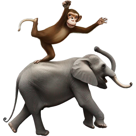 Monkey Doing backflip on top of elephant emoji