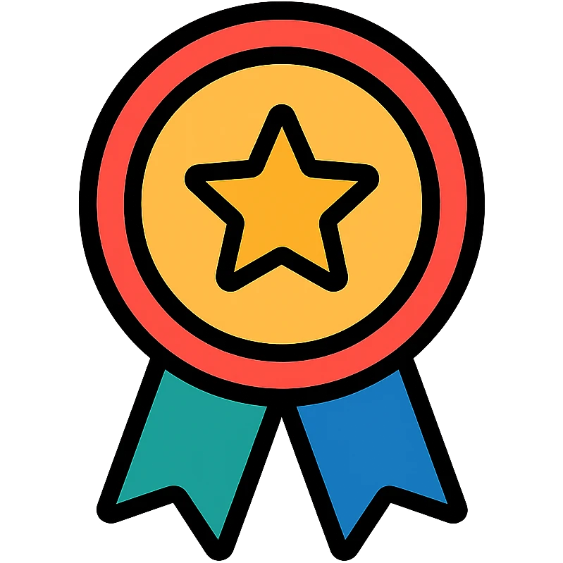 vector icon of a top category with gold and colorful elements, elegant and minimalist flat design, award badge style, 2D flat vector, trending icon look, soft shadows, isolated on white background, no text, perfect for commercial use emoji