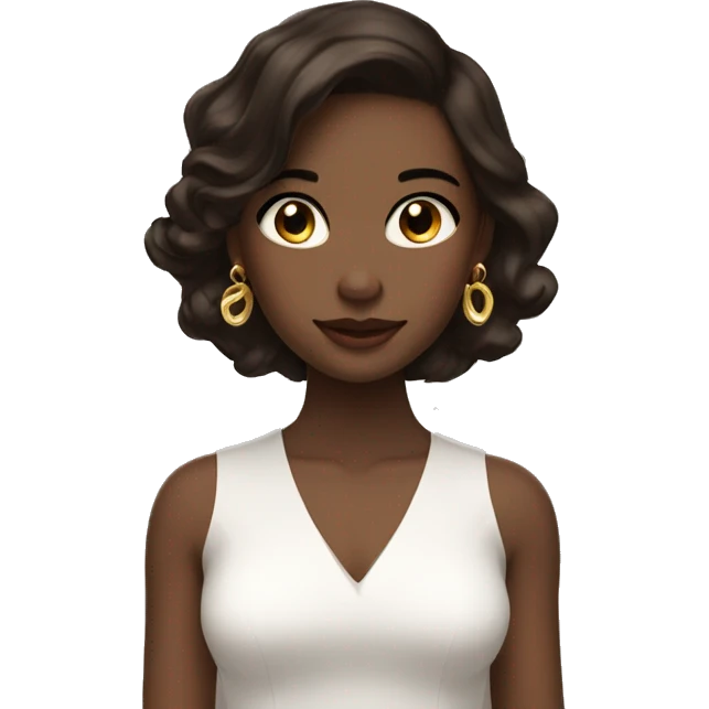 A girl in gold earrings with dark brown hair beautiful looks slightly swarthy  emoji