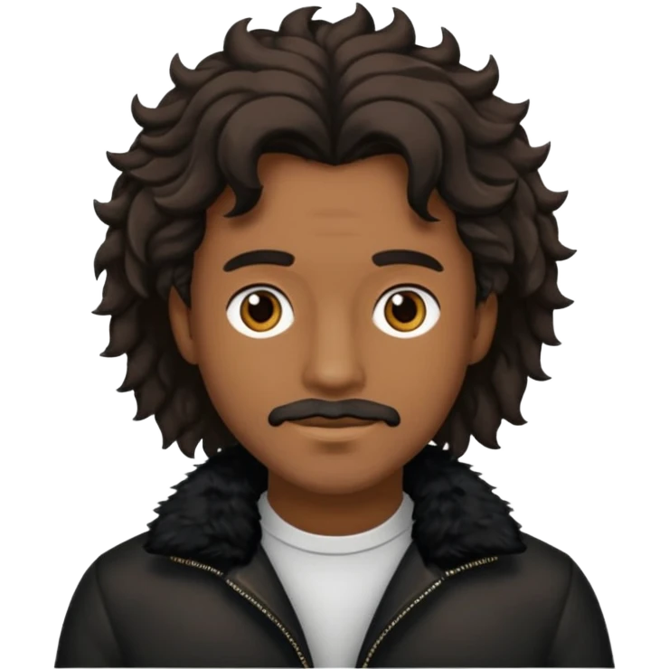Homem parte do cabelo ondulado e roupa preta emoji