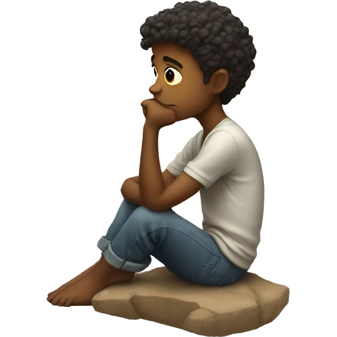 Thoughtful boy in contemplation emoji