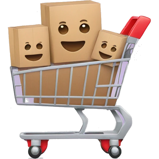 shopping cart with boxies emoji