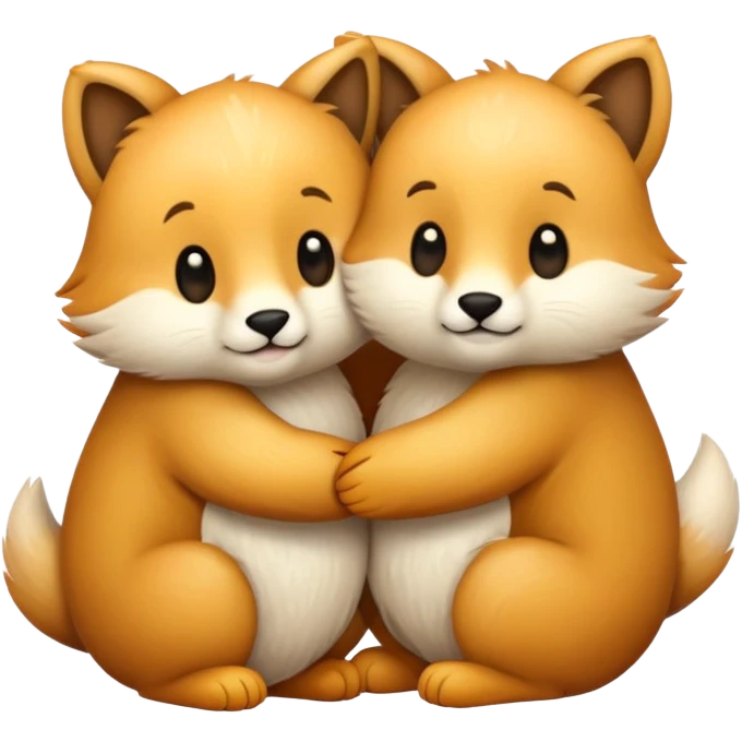 two hugging animals emoji