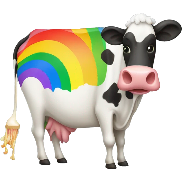 Moo Deng eating a rainbow emoji