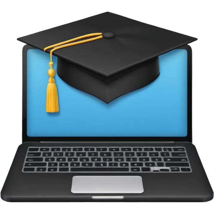 open laptop with graduation cap above it emoji
