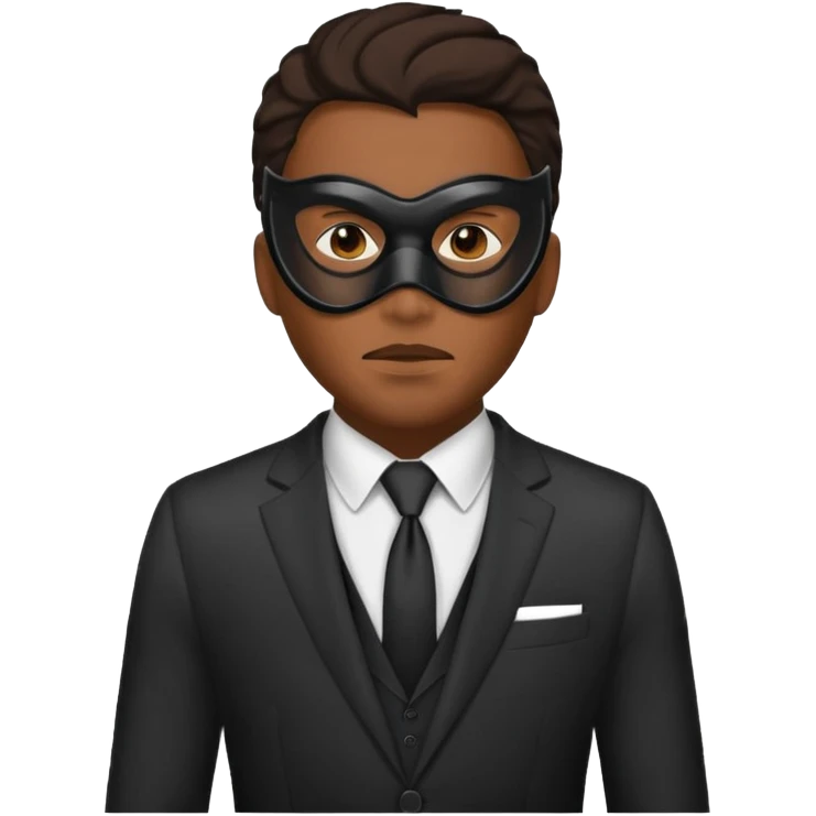 black man in suit and mask emoji