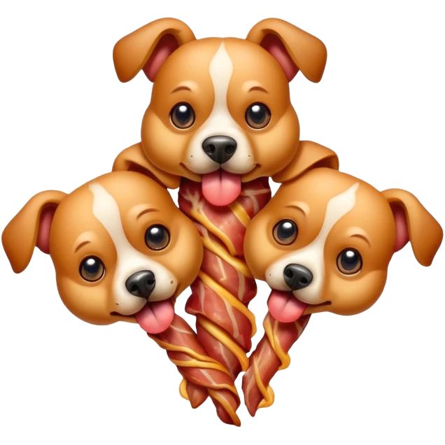 3 headed dog made of bacon emoji