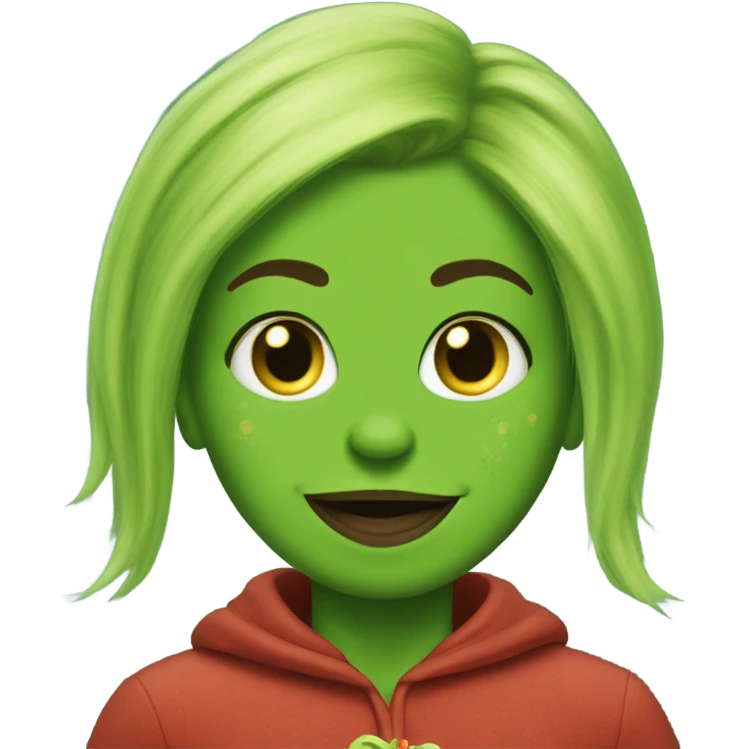 Baylee wearing a grinch costume  emoji