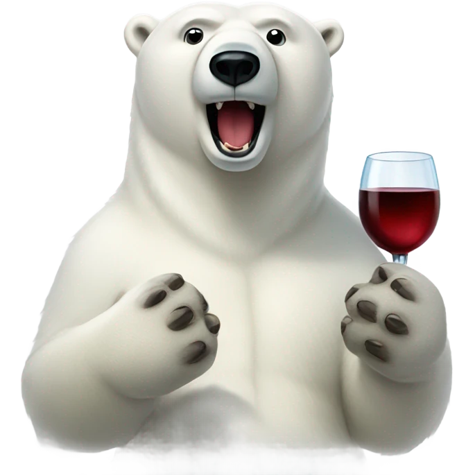 polar bear with wine emoji