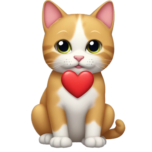 Gato tierno con un corazón  emoji