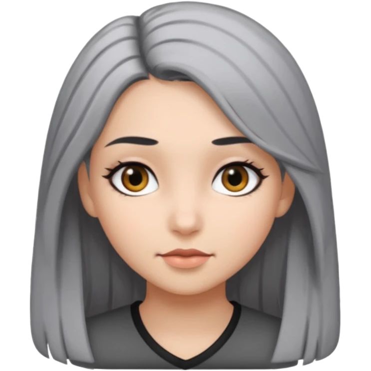 girl with black and gray hair and black eyes and long hair emoji