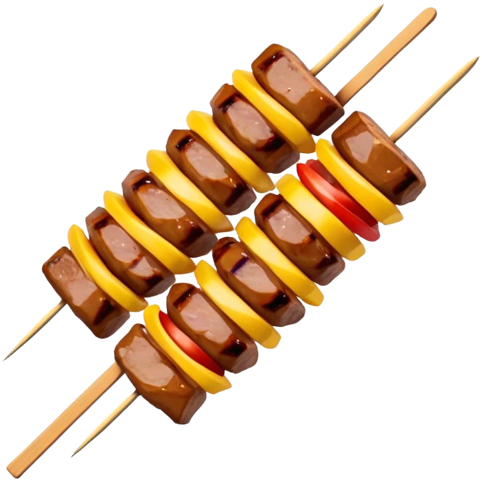 Street food skewer with grilled meat in emoji style emoji