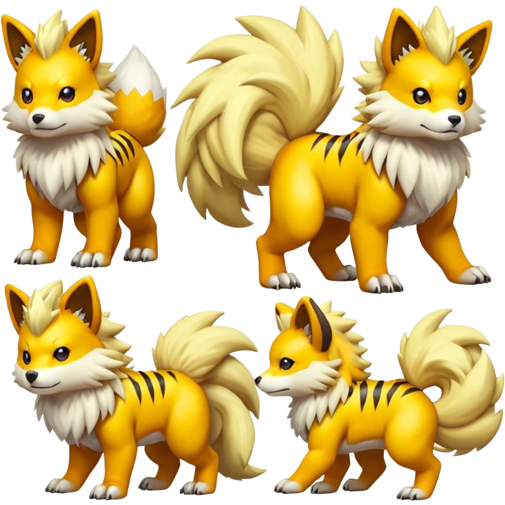 Cute Shiny Agumon-Arcanine-Renamon-Fakémon-hybrid-creature (full body)  emoji