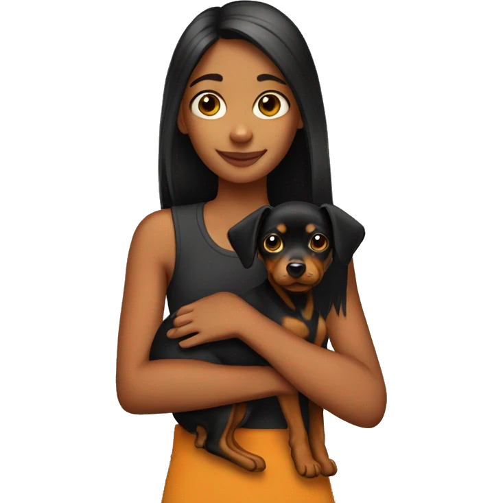 Girl holding a pinscher emoji