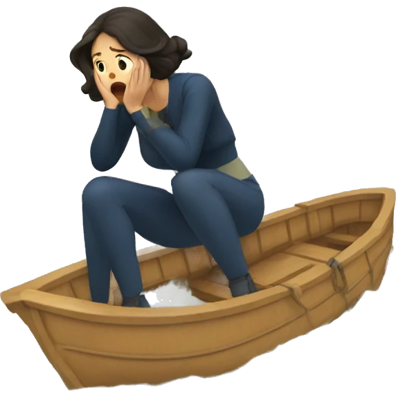 woman scared sinking ship emoji