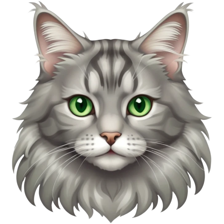 silver tabby maine coon cat with green eyes emoji