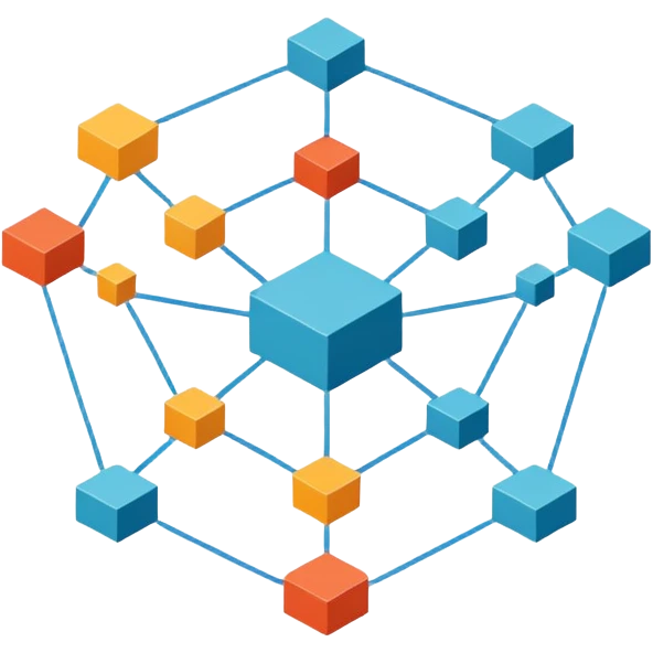 network in a circle form with boxes at intersection points emoji