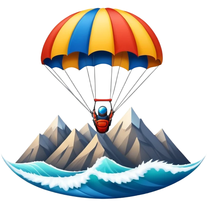 A bold emblem featuring a combination of symbols representing various extreme sports, like a mountain peak, a parachute, and a wave. The design is dynamic and sharp, capturing the thrill and adventure of extreme sports, with a strong, energetic vibe. emoji