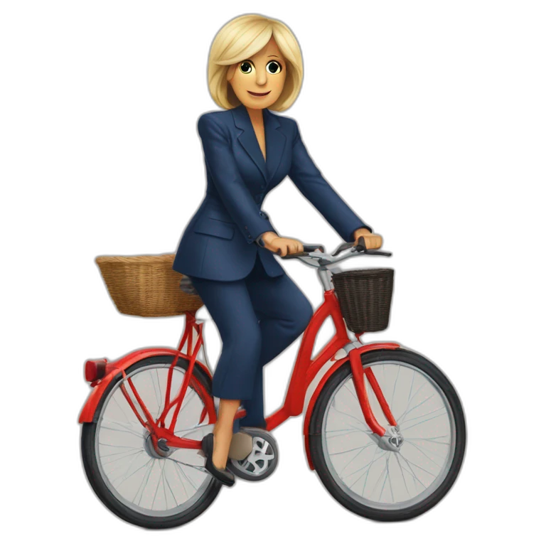 Brigitte Macron sur un vélo emoji
