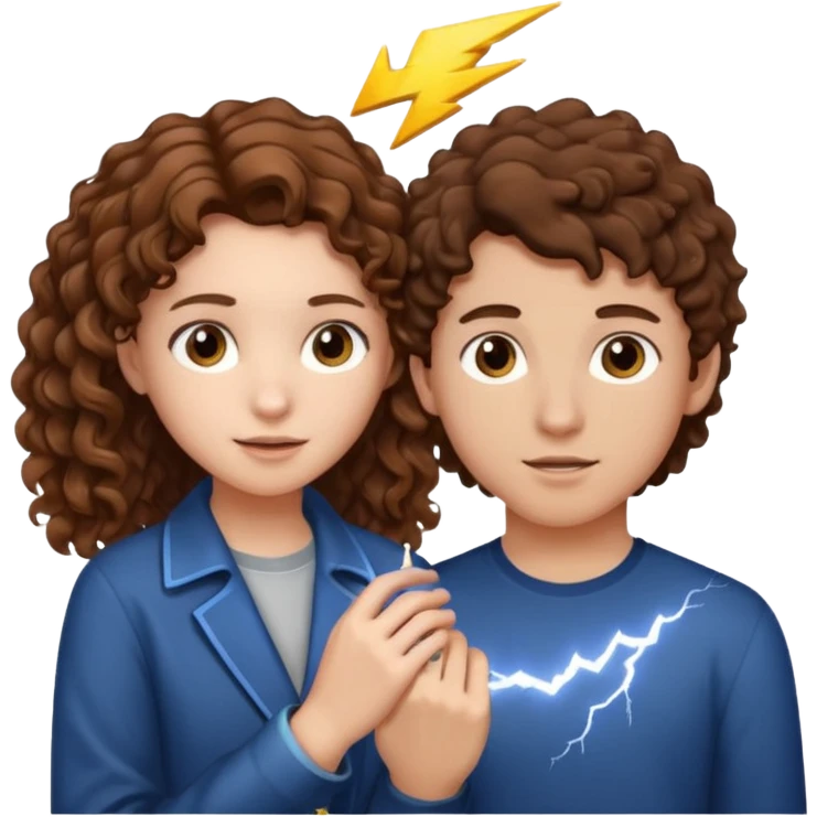 a 15 year old girl with brown curly hair but she has lightnings in it with a brown haired boy who gave her a promise ring emoji