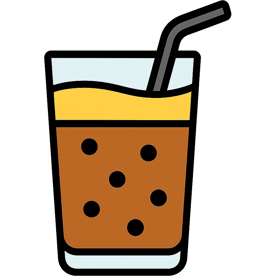 a glass of iced coffee with a metal straw emoji